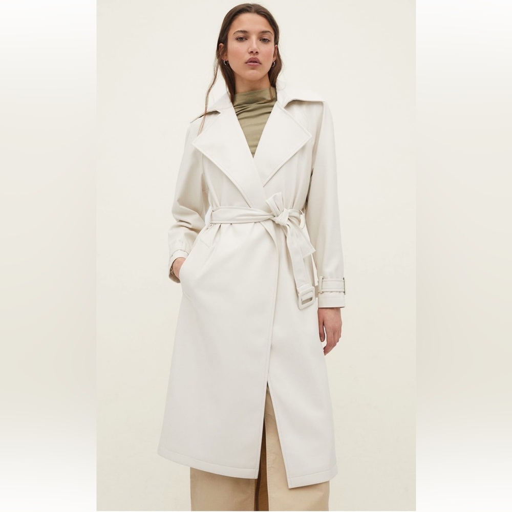 Faux leather trench coat
